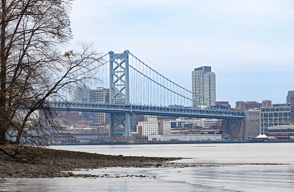 Ben Franklin Bridge View From Petty Island