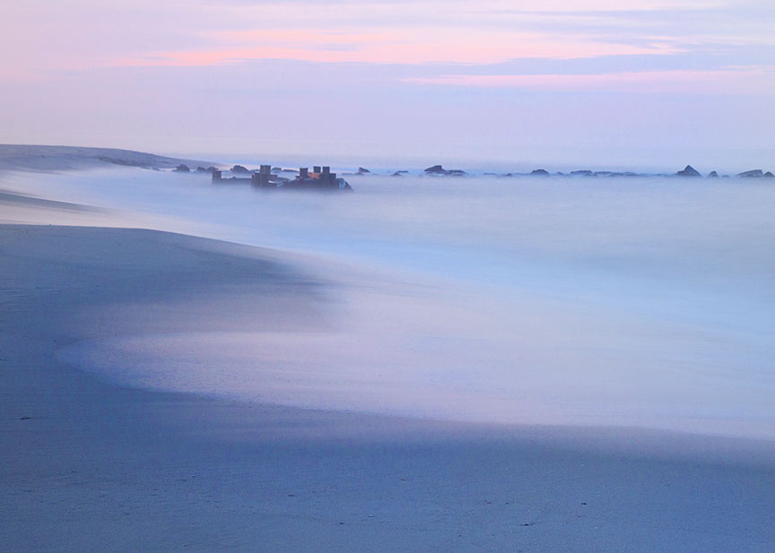 Long exposure beach waves blur