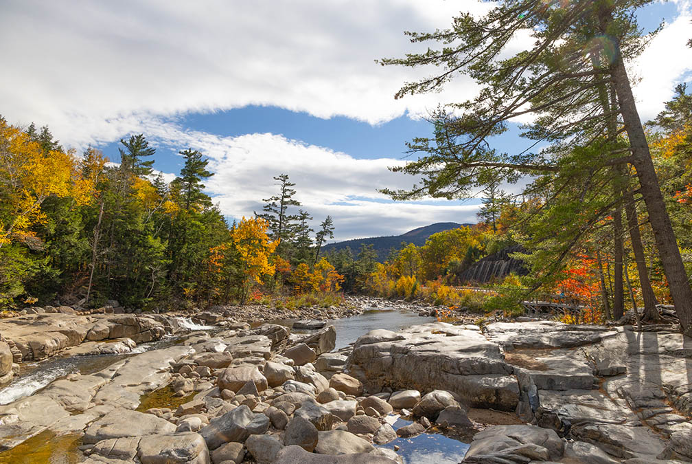 Scenic view near Lower Falls, Albany, New Hampshire Upstream Lower Falls