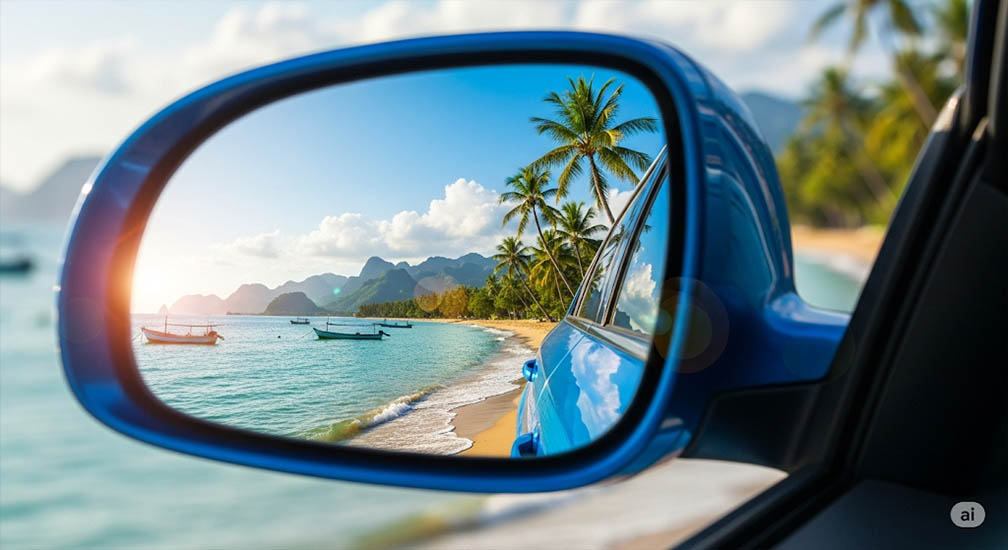 Car mirror reflection photo