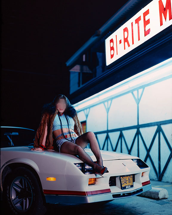 Model on car
