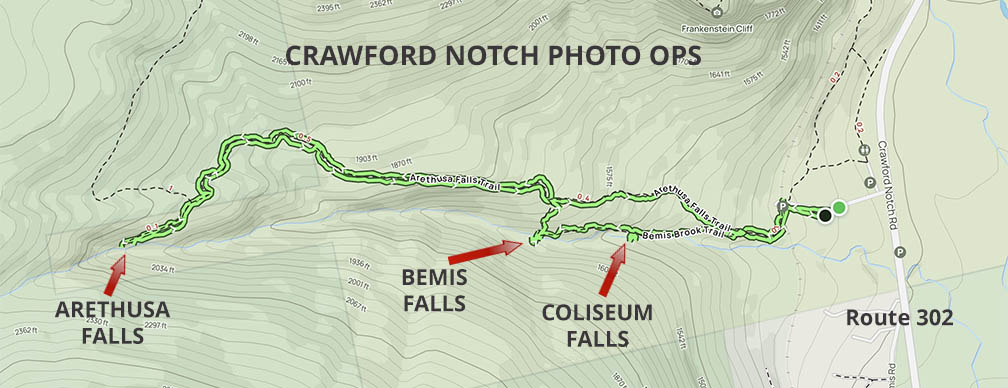 Crawford Notch Photo Opportunities Map