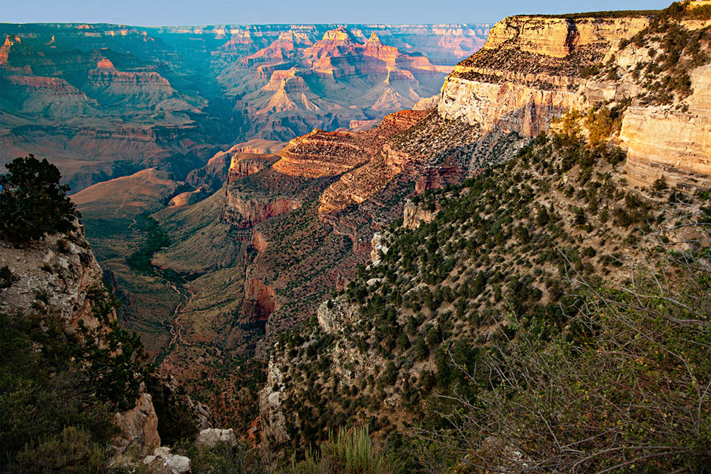 Grand Canyon at sunset after hike