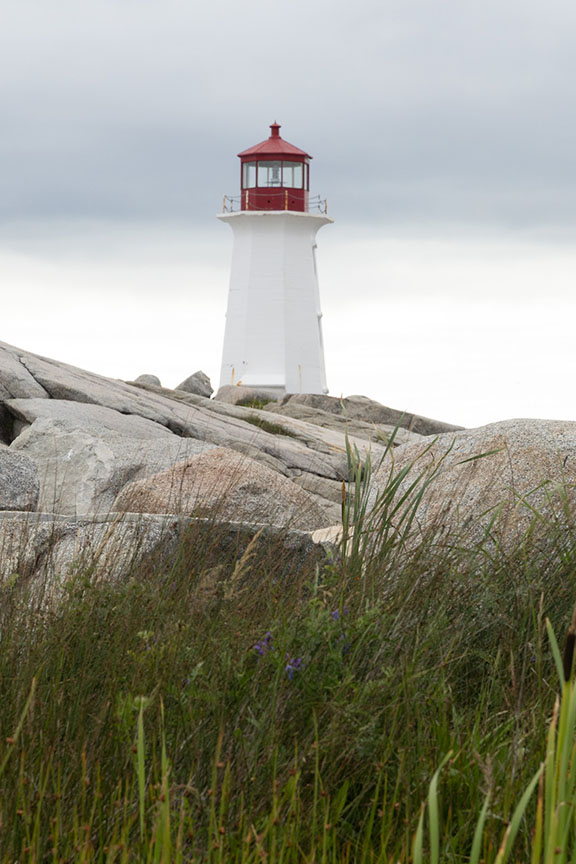 Peggy's Lighthouse With Rocks and Grass