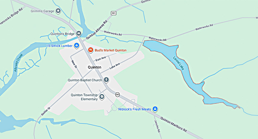 Map of Laurel Lake, Quinton, Salem County, New Jersey<br><br> Map of Laurel Lake, Quinton NJ