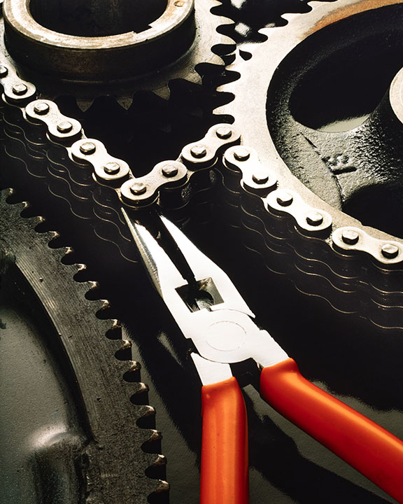 Needle nose pliers and chain 