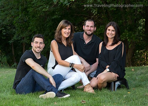 Outdoor family portrait of 5 people.